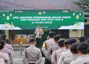 Apel Pasukan Malam Takbir Lebaran, Polres Kediri Imbau Masyarakat Ramaikan Masjid