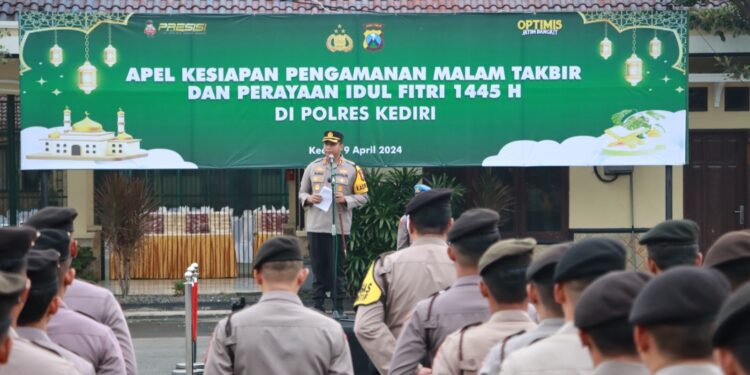 Apel Pasukan Malam Takbir Lebaran, Polres Kediri Imbau Masyarakat Ramaikan Masjid