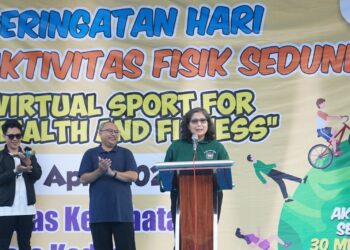 Peringati Hari Aktivitas Fisik Sedunia, Dinkes Kota Kediri Dan Pj Wali Kota Kediri Senam Bersama