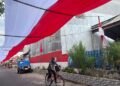 Merah Putih Membentang 480 Meter di Kota Kediri, Simbol Persatuan dan Nasionalisme Warga Kelurahan Dandangan