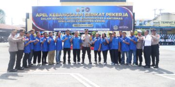 Apel Kebangsaan Serikat Pekerja di Polres Kediri, Wujud Sinergi untuk Jaga Kamtibmas
