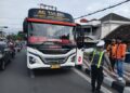 Satlantas Polres Kediri Kota Tindak Bus Bagong Langgar Marka Lurus