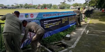 Spanduk Imbauan Penataan Kawasan SLG, PKL Diingatkan Akan Hal Berikut