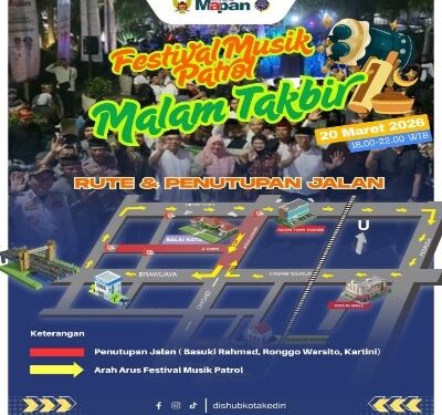 Festival Musik Patrol Meriahkan Malam Takbir, Ini Rute dan Rekayasa Lalu Lintas Kota Kediri