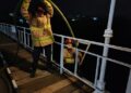 Jembatan Lama Kota Kediri Terbakar, Diduga Akibat Puntung Rokok