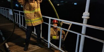 Jembatan Lama Kota Kediri Terbakar, Diduga Akibat Puntung Rokok