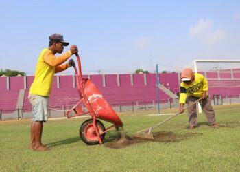 Stadion Brawijaya Bersiap Sambut Musim Baru, Mulai Rumput Sampai Tribun Dipercantik